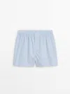 Massimo Dutti Striped Poplin Boxers In White