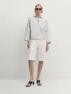 Massimo Dutti Gestreiftes Hemd Mit Polo-kragen In Dunkelblau