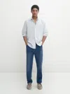 Massimo Dutti Gestreiftes Oxfordhemd Im Regular-fit In Weiss