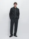 Massimo Dutti Double Wool Blend Jacket In Black
