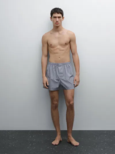Massimo Dutti Gingham Mini Boxers In Blue