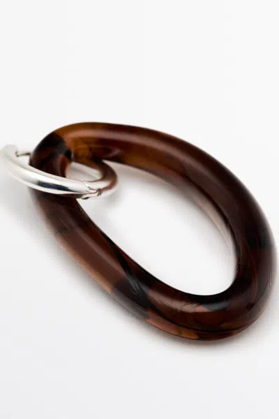 Massimo Dutti Glass Hoop Earrings In Brown