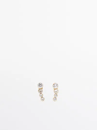 Massimo Dutti Shiny Climbing Earrings In Golden