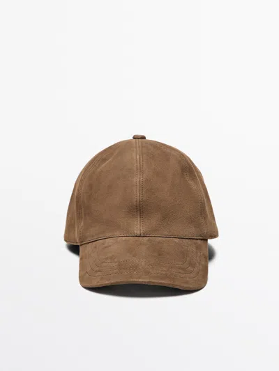 Massimo Dutti Gorra Piel Ante In Brown