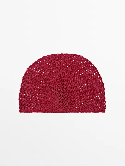 Massimo Dutti Gorro Crochet Mezcla Algodón In Red