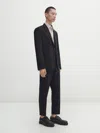 Massimo Dutti Grey Bi-stretch Wool Suit Trousers In Grau