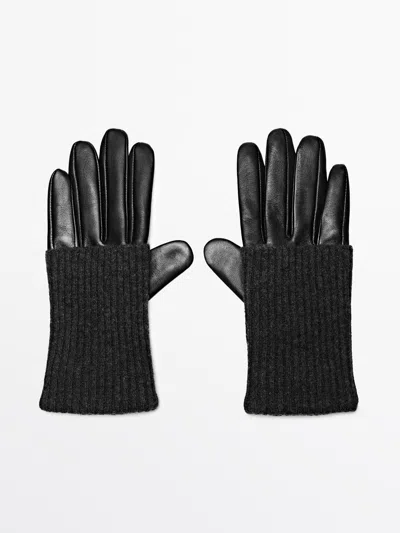 Massimo Dutti Guantes Piel Napa Combinado Punto In Gray