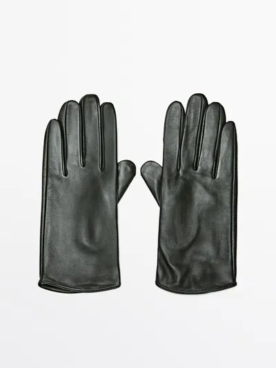 Massimo Dutti Guantes Piel Napa In Green