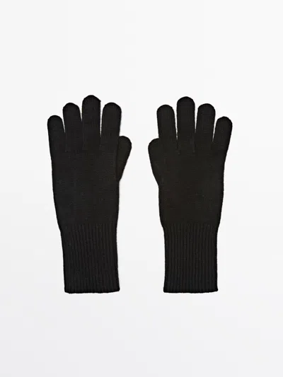 Massimo Dutti Guantes Punto Mezcla Lana In Black