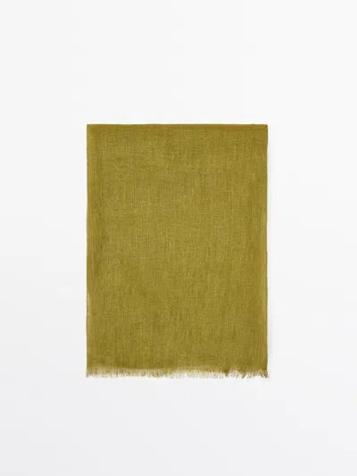 Massimo Dutti Halstuch Aus 100% Leinen In Olive