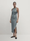 Massimo Dutti Neckholderkleid In Graublau