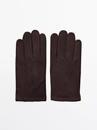 Massimo Dutti Handschuhe Aus Rauleder In Brown