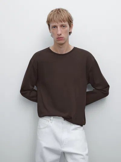 Massimo Dutti Heavy Weight Long Sleeve T In Multi