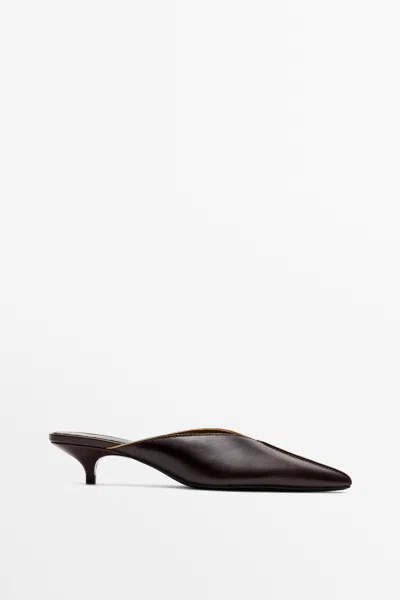 Massimo Dutti Heeled Mule Shoe In Black