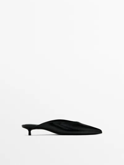 Massimo Dutti Heeled Mules With Pointed Toes In Black