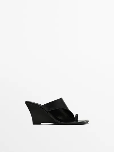 Massimo Dutti Heeled Wedges In Black