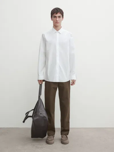 Massimo Dutti Hemd Aus Popelin Im Regular-fit In Weiss