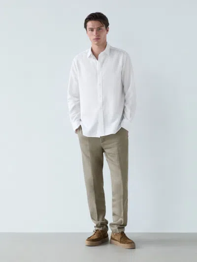 Massimo Dutti Hemd Aus Serge Im Regular-fit Mit Baumwolle Und Leinen In White