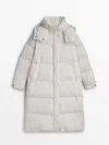 Massimo Dutti Hooded Technical Jacket With Down And Feathers Filling In Weiss