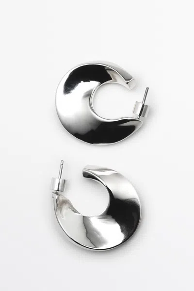 Massimo Dutti Hoop Earrings In Metallic
