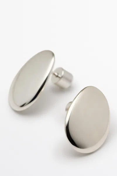 Massimo Dutti Irregular Flat Earrings In Neutral