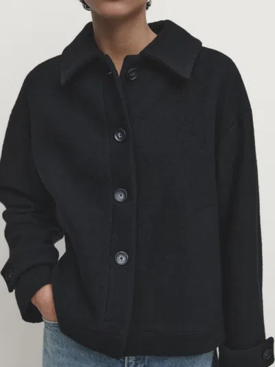 Massimo Dutti Jacke Aus Reiner Wolle Mit Knöpfen In Black