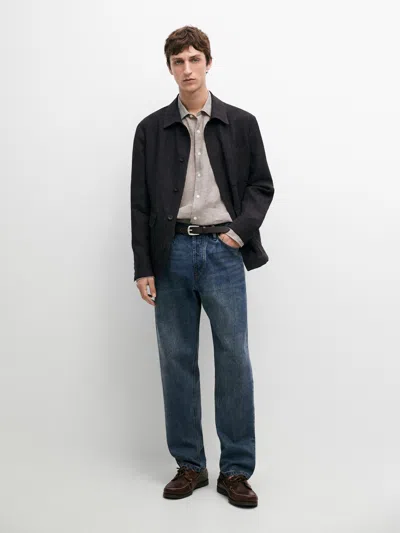 Massimo Dutti Jacke Im Total Look Aus Leinen In Blue