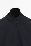 Massimo Dutti Jacket With Buttoned Strap Collar In Blue