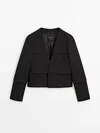 Massimo Dutti Jacket With Double Pocket Detail In Black