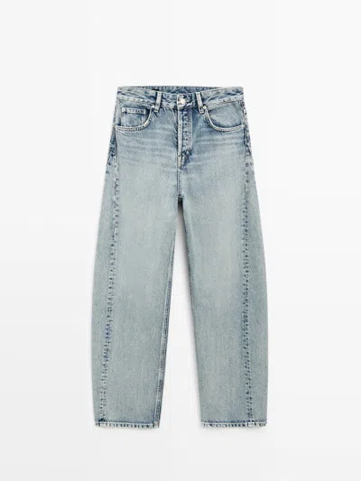 Massimo Dutti Jeans Balloon Fit Tiro Medio In Blue