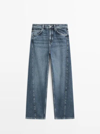 Massimo Dutti Jeans Barrel Fit In Blue