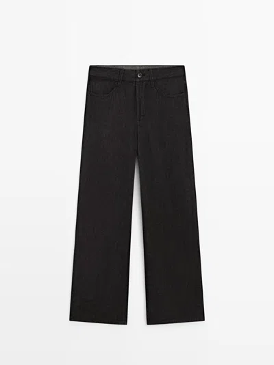 Massimo Dutti Jeans Barrel Fit In Black