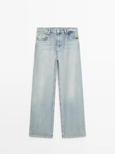 Massimo Dutti Jeans Barrel Fit In Blue