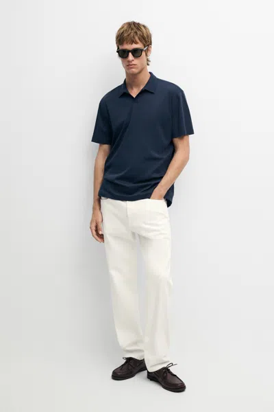 Massimo Dutti Jeans De Corte Afunilado In Cru