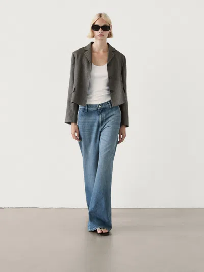 Massimo Dutti Jeans Relaxed-fit Wide-leg Washed-look In Gray