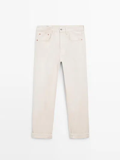 Massimo Dutti Jeans Selvedge Fit In Pink