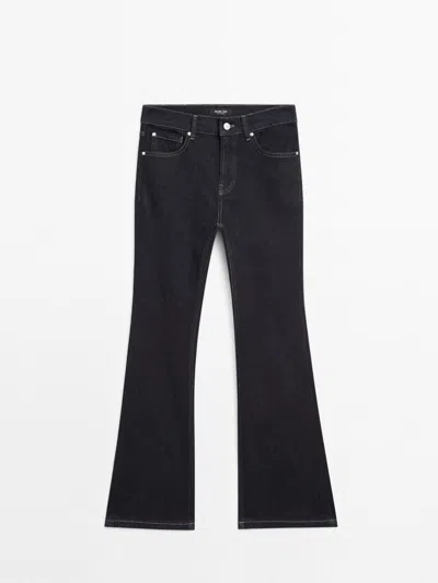 Massimo Dutti Jeans Skinny Flare Fit Tiro Alto In Blue