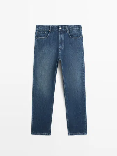 Massimo Dutti Jeans Wide Fit In Blue