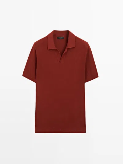 Massimo Dutti Jersey Polo Punto 100% Algodón In Red