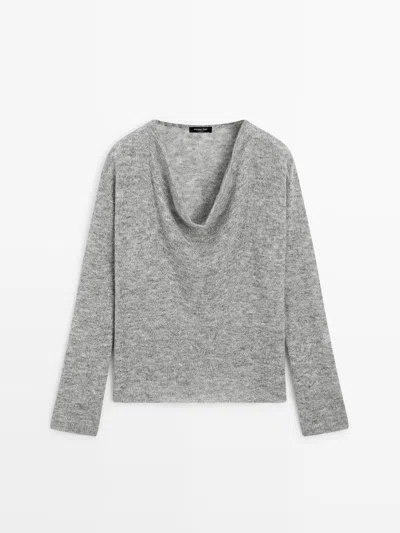 Massimo Dutti Jersey Punto Cuello Drapeado In Gray