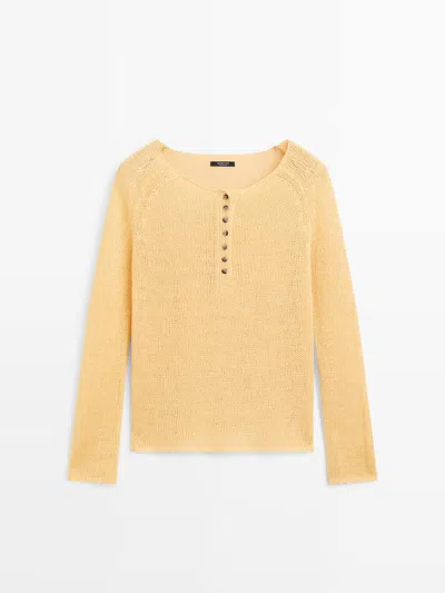 Massimo Dutti Jersey Punto Detalle Cuello In Orange