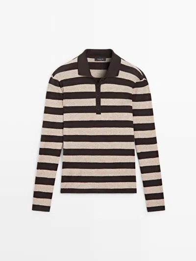 Massimo Dutti Jersey Punto Polo Mezcla Algodón In Brown