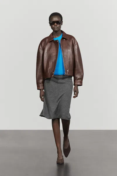 Massimo Dutti Jupe En Maille Mélangée Laine Total Look In Gray