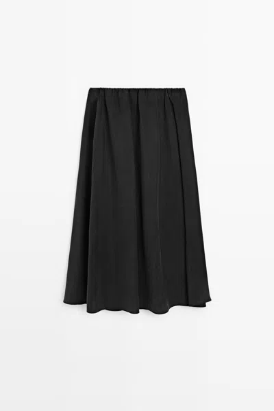 Massimo Dutti Jupe Midi Effet Volume In Gray