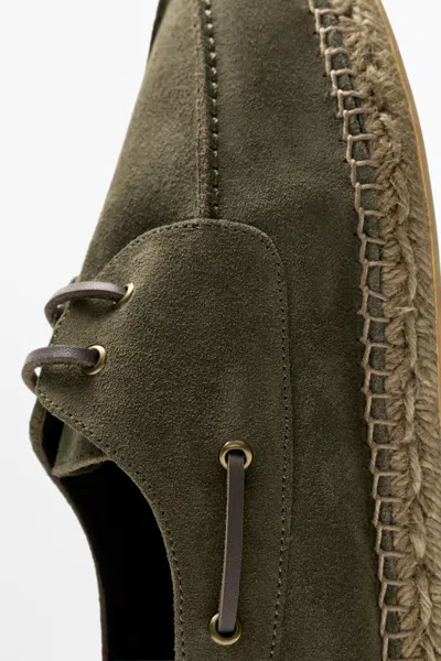 Massimo Dutti Jute Sole Deck Shoes In Green