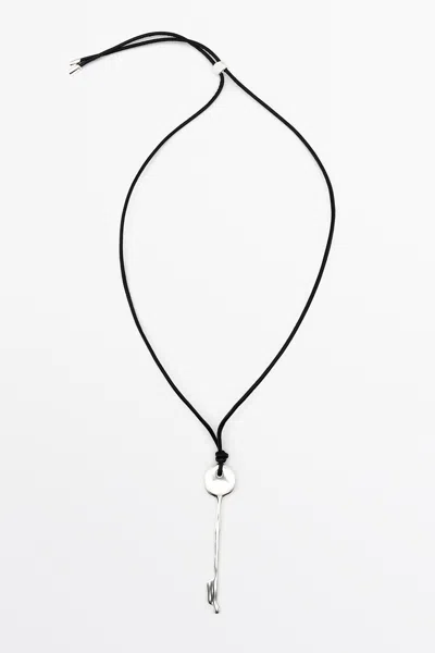 Massimo Dutti Key Pendant Necklace In Silver