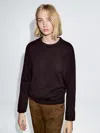 Massimo Dutti Knit 100% Cashmere Crew Neck Sweater In Black