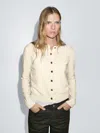 Massimo Dutti Knit 100% Wool Cardigan With Gold Buttons In Neutral