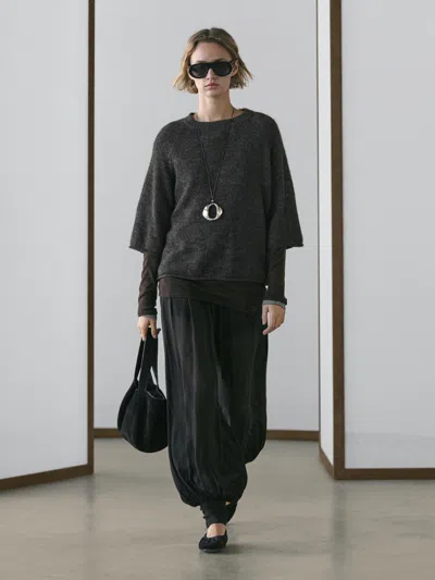 Massimo Dutti Knit Alpaca And Wool Blend Raglan Sleeve Sweater In Gray