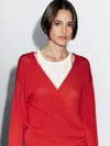 Massimo Dutti Knit Cardigan With Belt Detail In Red